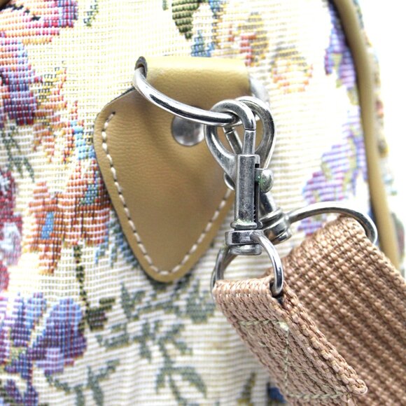 Vintage American Flyer Tapestry Large Carry-on Bag Duffle Pink Blue Floral - Picture 5 of 9